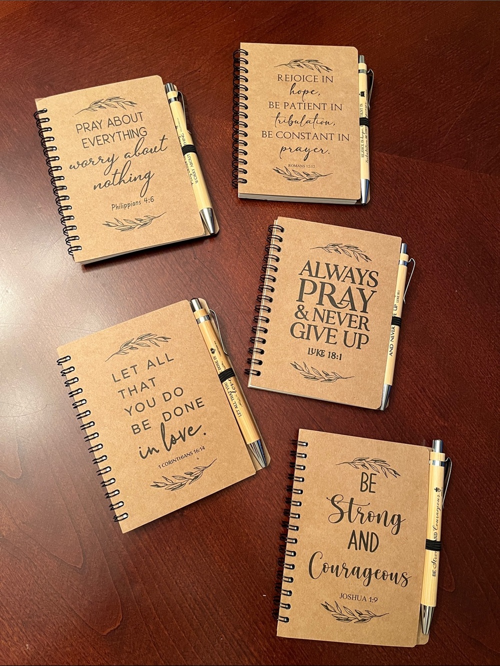 Christian Scripture Notebook & Bamboo Pen Gift Set | Set of 5 | Bible Journals - Picture 2 of 11
